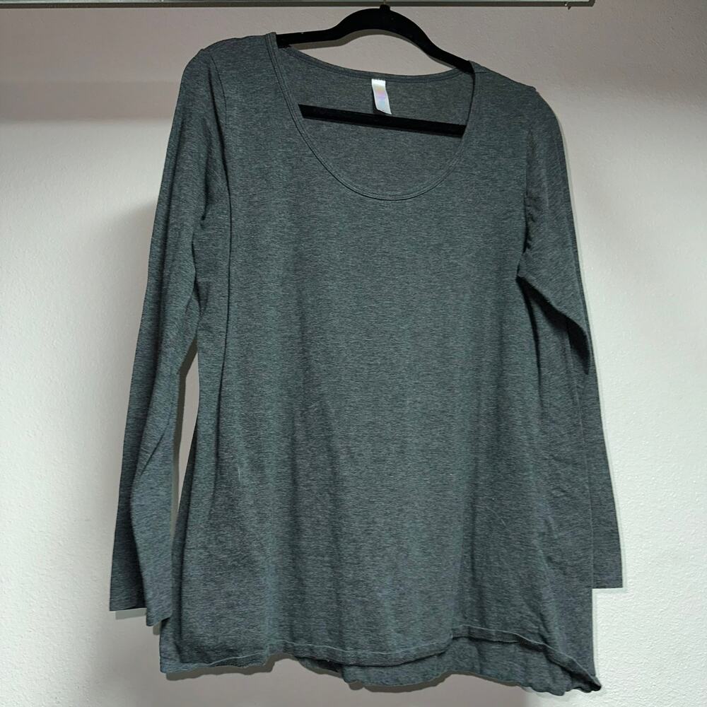 LuLaRoe Lynnae Long Sleeve Heathered Gray Scoop‎ Neck Top Womens XL